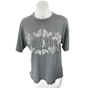 H&M Women's Gray Nirvana Graphic Print Short Sleeve Band T Shirt Tee Top Size M